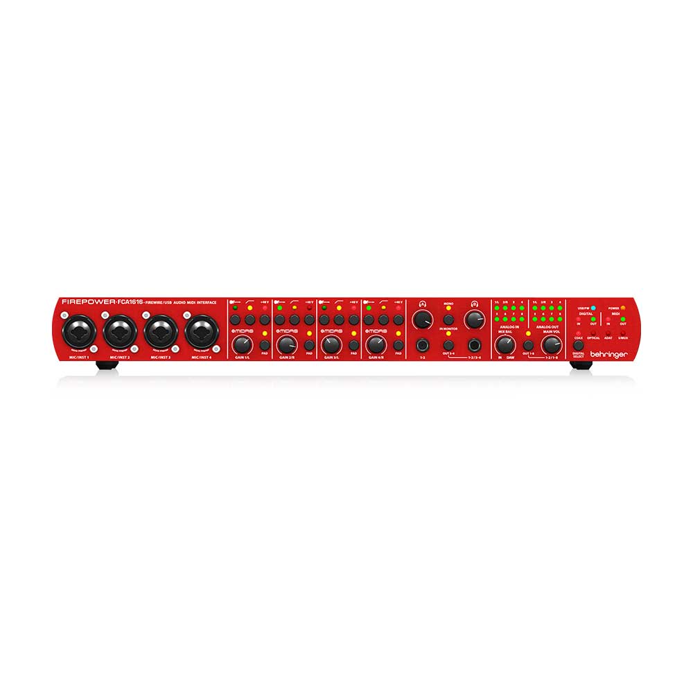 Behringer FCA1616 Interfaz Audiophile de 16 entradas / 16 salidas, 24 bits / 96 kHz FireWire / USB Audio / MIDI con preamplificadores ADAT y Midas