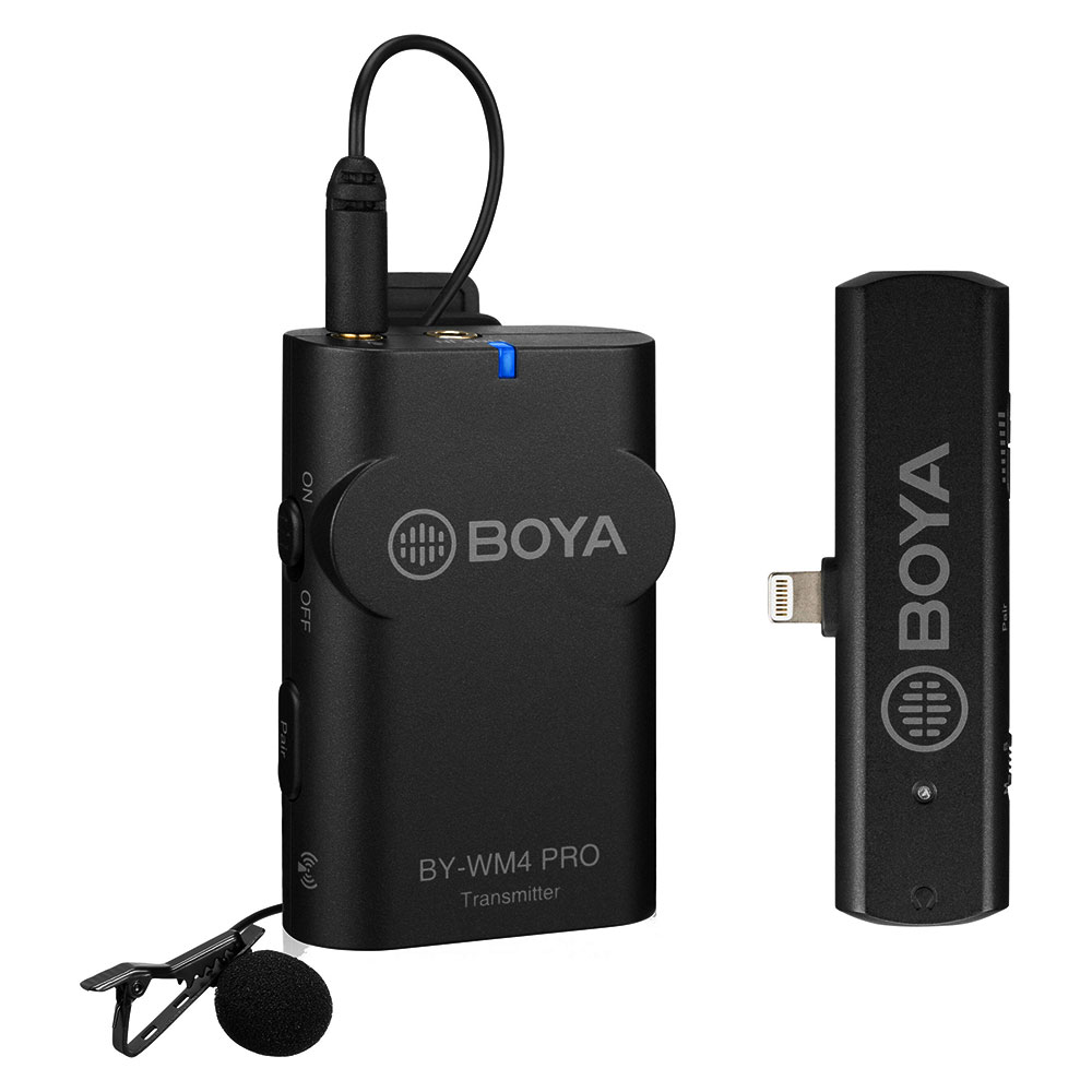 BOYA BY-WM4 PRO-K3 Sistema de Micrófono Omni Lavalier Inalámbrico Digital para Dispositivos Lightning iOS (2,4 GHz)