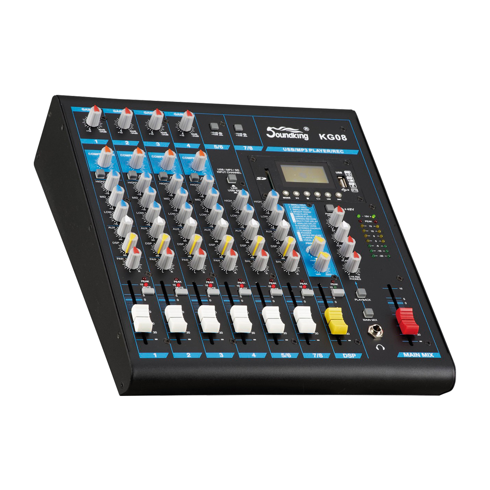 KG08 Mezcladora 8 canales MP3 USB/SD "SOUNDKING"